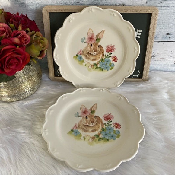 Grace Teaware Easter Bunny Salad Dessert Plate Set Of 2 - Picture 1 of 7